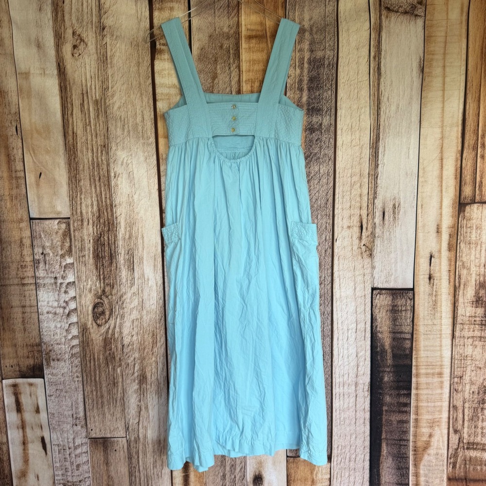 Madewell Dress Cutout Back Empire Midi Blue Cotton Coastal Summer Beach Size 4 - Picture 2 of 9